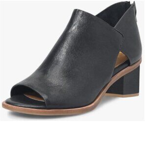 YDN Black Peep Toe Low Chunky Heels Back Zipper Sandal Ankle Boots Comfy Shoes